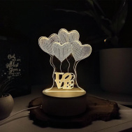 Dekorativní 3D lampa - srdíčka