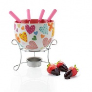 6-dílný fondue set na čokoládu Choco Hearts