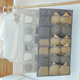 Organizér na oblečení do skříně - 15 kapes - šedý