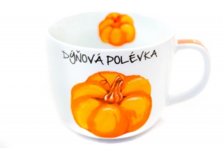 Hrnek na polévku s receptem - Dýňová